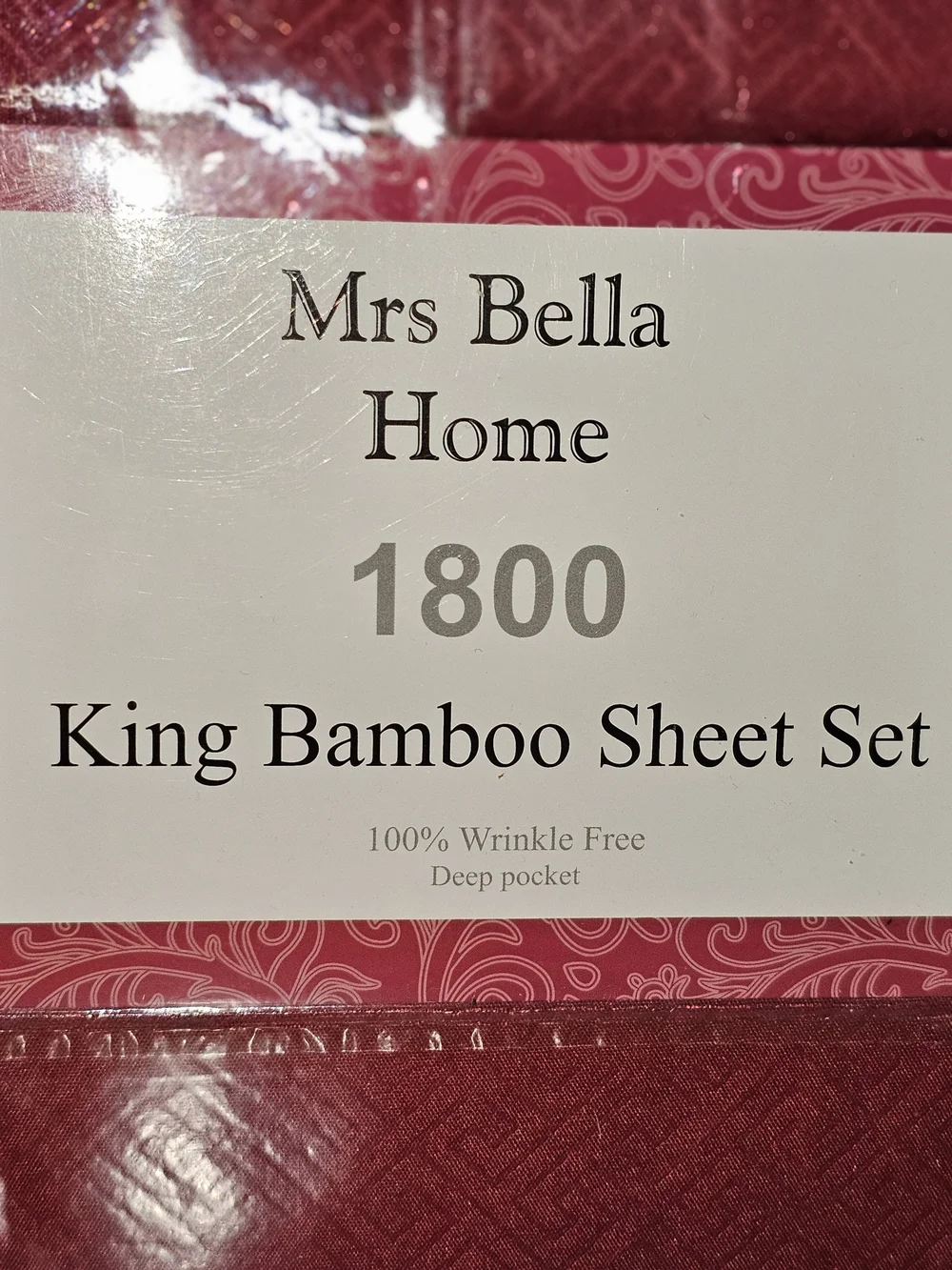 Mrs Bella Home 1800 King 6-Piece Bamboo Sheet Set  Burgundy  16